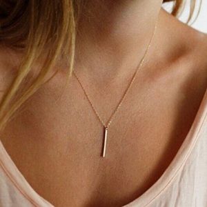 Gold Tone Drop Down Bar Necklace